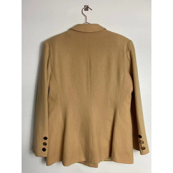 Jessica Ash Womens Double Breasted Long Sleeve Collar Blazer Coat Cream Tan 14 - Picture 2 of 8